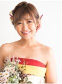 ショートボブのアップ風ヘアアレンジ♪結婚式の花嫁様にも◎