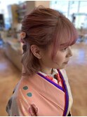 〈wave小豆餅店〉袴卒業式ハーフアップフラワーヘアアレンジ