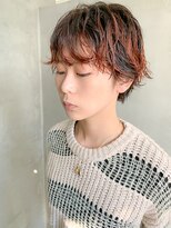 テトヘアー(teto hair)&nbsp;オレンジカラー、ニュアンスパーマ、マッシュショート