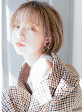 ベリー 小郡店(BERRY) 美髪ショートカットショートボブミルクティーベージュカラー前髪