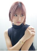 ピンクヘアー小顔ワンレンピンクグレープフルーツ_F60216