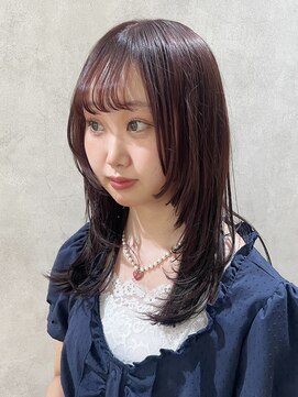 メゾンドイギー(MAISON de IGGY) 垢抜けブリーチなしピンクブラウン顔まわりレイヤー