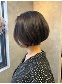 似合わせカットボブマッシュショートボブ丸みショート暗めカラー
