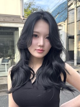 オニキス(ONYX) T247ブルーブラック韓国ヘア透明感レイヤーカット表参道ロング