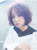 重軽　イルミナカラー　丸みショートボブ
