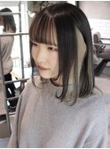 ミディアム インナーカラー  ホワイトベージュ ダブルカラー