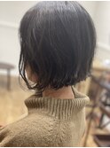 切りっぱなしボブ×ゆるーいパーマ