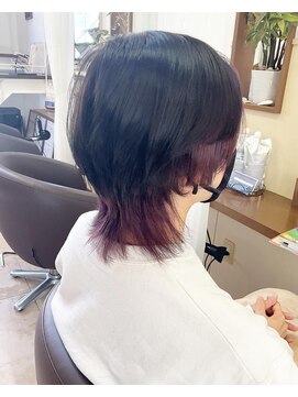 コアフィールフィス(COIFFURE fils) 《見附 今町》メンズ ウルフヘア ブリーチカラー パープル