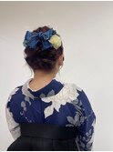 【BelleCoupes】卒業式着物ヘア 袴着付け ピンクと青
