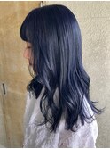ネビージュ 黒髪 小顔 ブルーブラック ブルージュ セミロング 秋