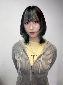 ベル(BEL) 【デザインカラー】インナーカラー×グリーン