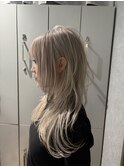 ロングウルフ/ハッシュカット/レイヤー/ホワイト/ハイトーン