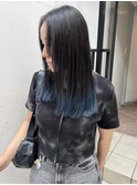 〈atsuno〉くすみブルーの裾カラー