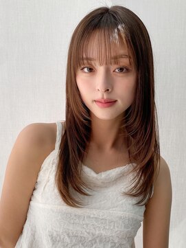 エトラ 渋谷店(etora) 小顔 前髪 ミディアムレイヤーカット ダークアッシュ "