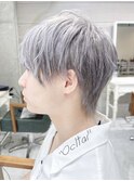 シルバーカラーツーブロックマッシュショート  ウルフハイライト