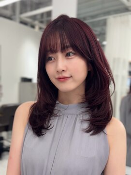 ハピネス 梅田茶屋町店(HAPPINESS) ミディアムレイヤー/韓国ボブ/顔周り/ブリーチなし/暖色カラー