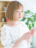 綾瀬/髪質改善/ぱっつん前髪×ハイトーンカラー前下がりボブj