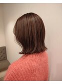ミディアム/セミロング/コテ巻き/ベージュ新潟長岡宮関