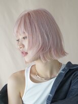 渋谷ブリーチカラータッセルボブ顔周りレイヤー切りっぱなしボブ