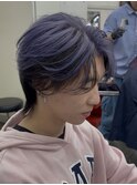 簡単オシャレパープルアウターカラーセンターパート