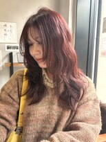 チル 福井駅前店(Chill)&nbsp;福井ワインレッド暖色カラー韓国レイヤー顔周り学生髪質改善
