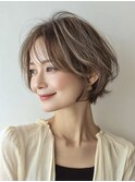 似合わせショートボブ白髪ぼかし脱白髪染め30代40代50代60代♪