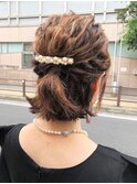 ロープ編みのハーフアップ