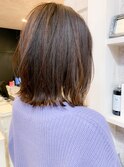 福山市ストレートパーマ人気　大人ベージュ外ハネボブCaary