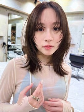 サイン 表参道(SIGN) 韓国ヘアーハッシュカットレイヤーカットグレージュブリーチ無し