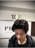 ビジネスメンズショートリクルート七三かき上げヘアツーブロック