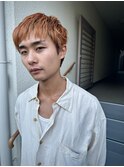 メンズ　ブリーチカラー　オレンジショート