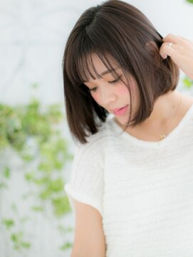 ネル 仙台(Nelu) 仙台/髪質改善/ダークブラウン×顔周りカット　前下がりボブe