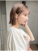 小顔外ハネボブダークアッシュ大人ガーリー似合わせカット