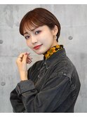 20代30代ミニボブココアブラウン小顔美肌ストレート丸み春カラー