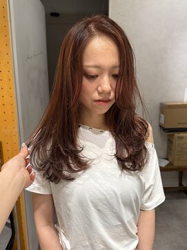 エス 大阪梅田店(es) レイヤーカット×オレンジカラー