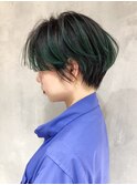 グリーングラデーションショート_外ハネボブ_ba272652
