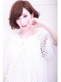 大人かわいいココアブラウンボブヘア