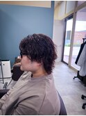 センターパートサーフカールウルフ