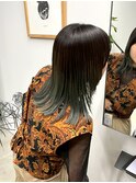 デザインカラーグラデーションエメラルドグリーン ウルフカット