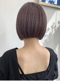 ピンクグレージュ髪質改善イルミナカラーミニボブ小顔韓国ヘア