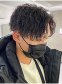 センターパート波巻きパーマスパイラルパーマツイストスパイラル