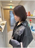 YOKE フレンチボブぱつっとボブ顔周りレイヤーグレーベージュ