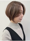 say.ショートボブひし形ショートダークレッドコーラルオレンジ