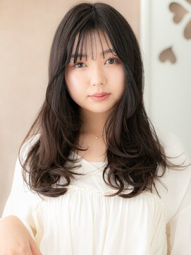 カバーヘア ブリス 上尾西口店(COVER HAIR bliss) シースルーバング韓国巻き黒髪アッシュレイヤーロング30代40代X