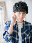 セミウエット束感こなれマッシュ短髪パーマd