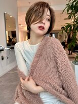 大人可愛い小顔ひし形クビレ丸みボブ20代30代40代大人ショート