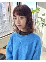 テトヘアー(teto hair) オレンジブラウン　ミディアムボブ　くるくる　スパイラル
