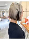 【morio札幌】札幌ボブ　ハイトーンベージュ　ワンレンボブ