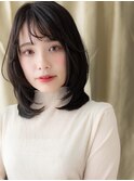 黒髪大人美人顔周りレイヤーミディアムウルフ308W戸頭30代40代