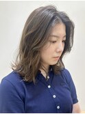 Say.ミディアムデジタルパーマホワイトグレージュミニウルフ青山